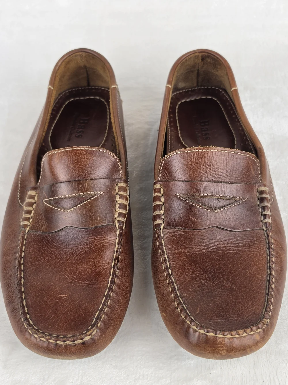 G.H. Bass Fairlane Mens 8.5M Brown Leather Driving Moc Penny Loafers Brazil